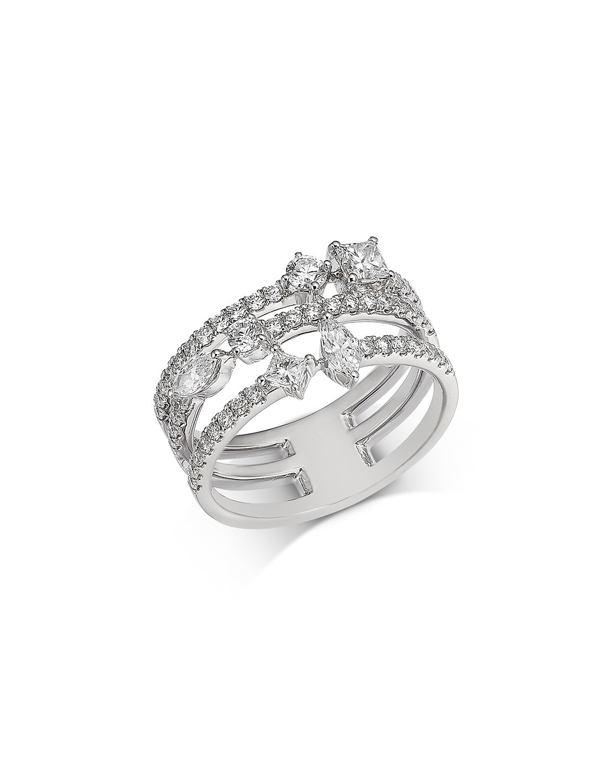 Bloomingdale's Fine Collection Diamond Mixed Cut Triple Row Ring