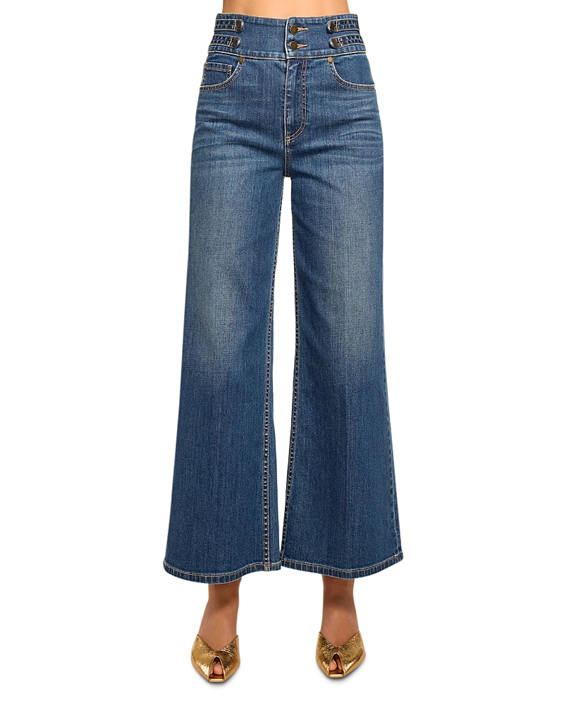 Ramy Brook Liv High Rise Ankle Wide Leg Jeans in Medium Wash