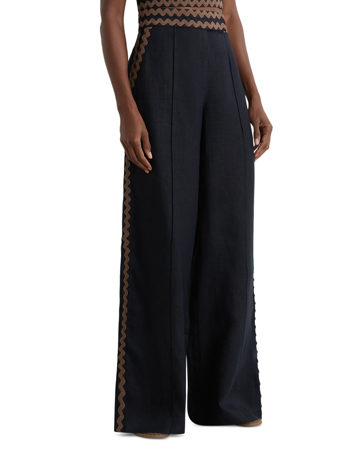 Mila Linen Wave Trim Pants