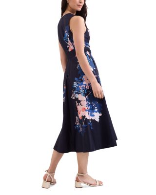 Natalya Fit and Flare Floral Printed Midi Dress 