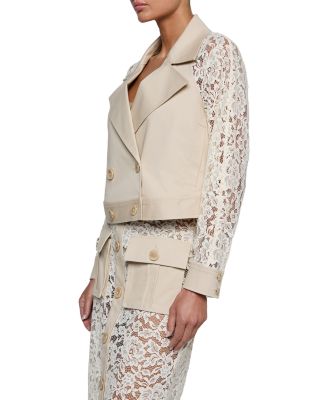 Novelle Lace Sleeve Trench Coat