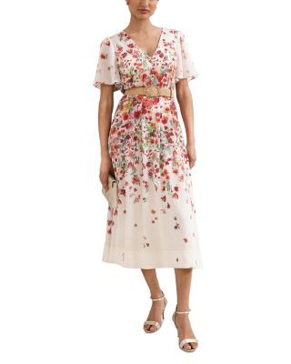 Lovette Cream Floral Midi Dress 