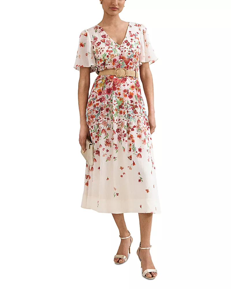 Phase Eight Lovette Cream Floral Midi Dress