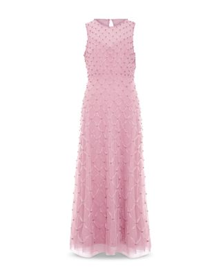 Leandra Pink Beaded Midaxi Dress 