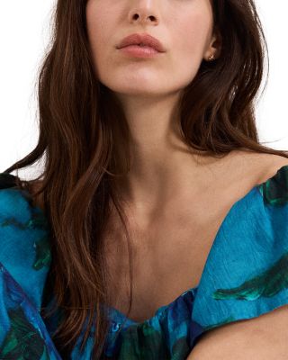 Brianne Blue Floral Ruffle Midi Dress