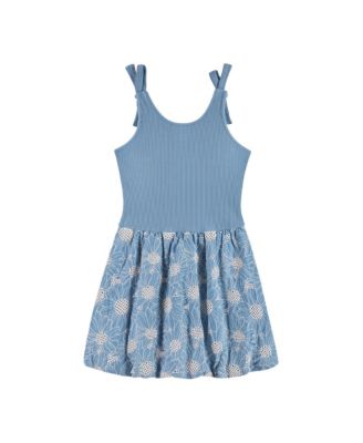  Girls' Rib Knit Bow Shoulder Dress - Big Kid