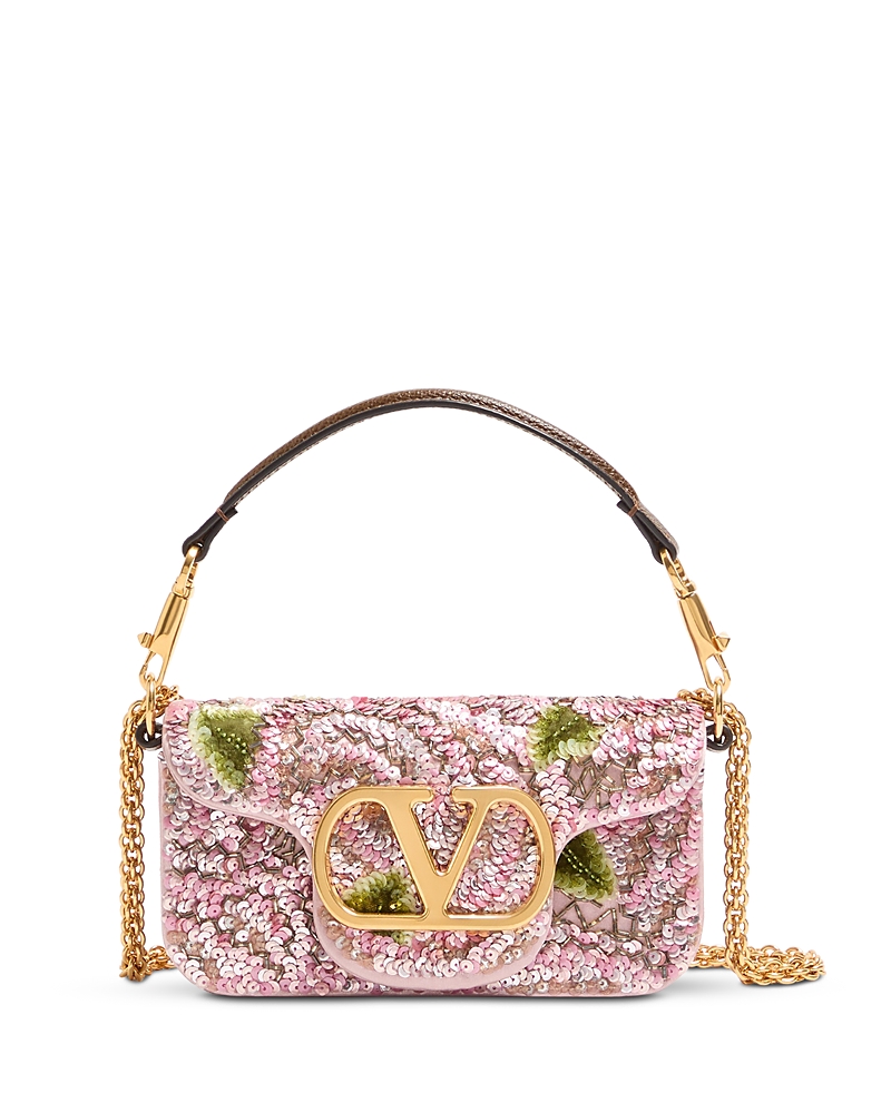 Valentino Garavani Small Sequin & Bead Satin VLogo Shoulder Bag