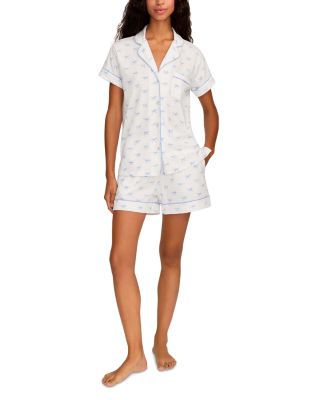 Bow Print Short Sleeve Short Pajama Set