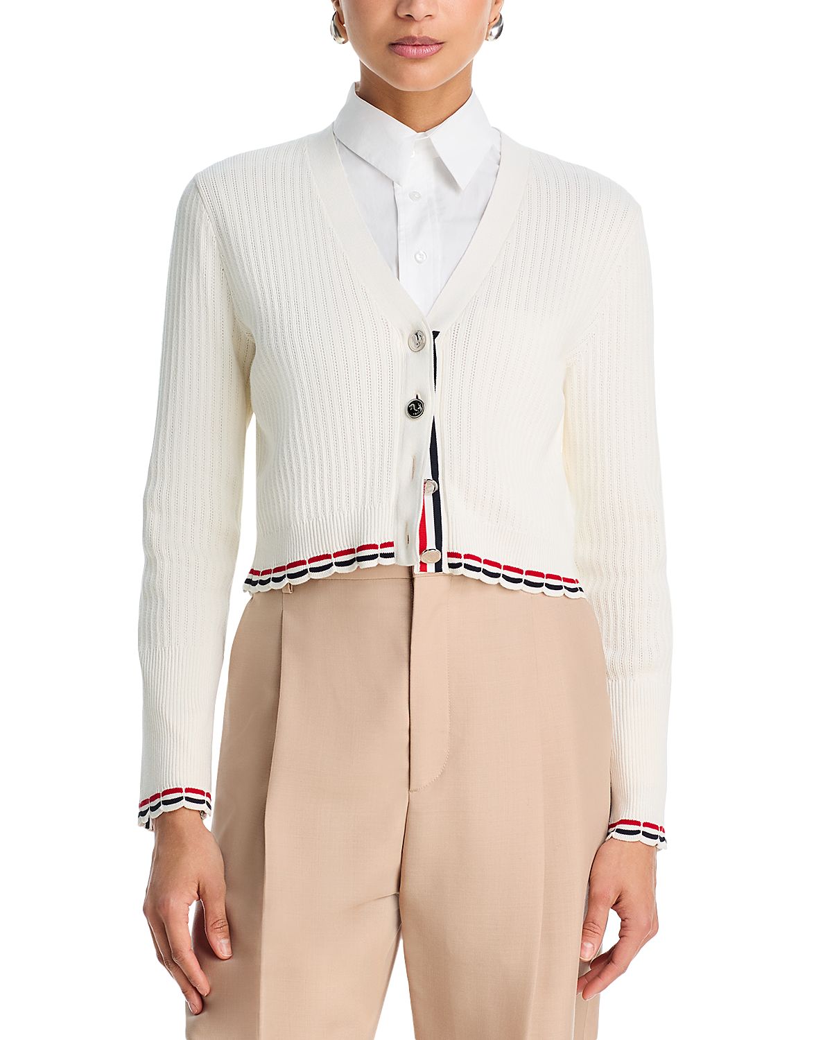 Thom Browne Pointelle Ribbed Cardigan