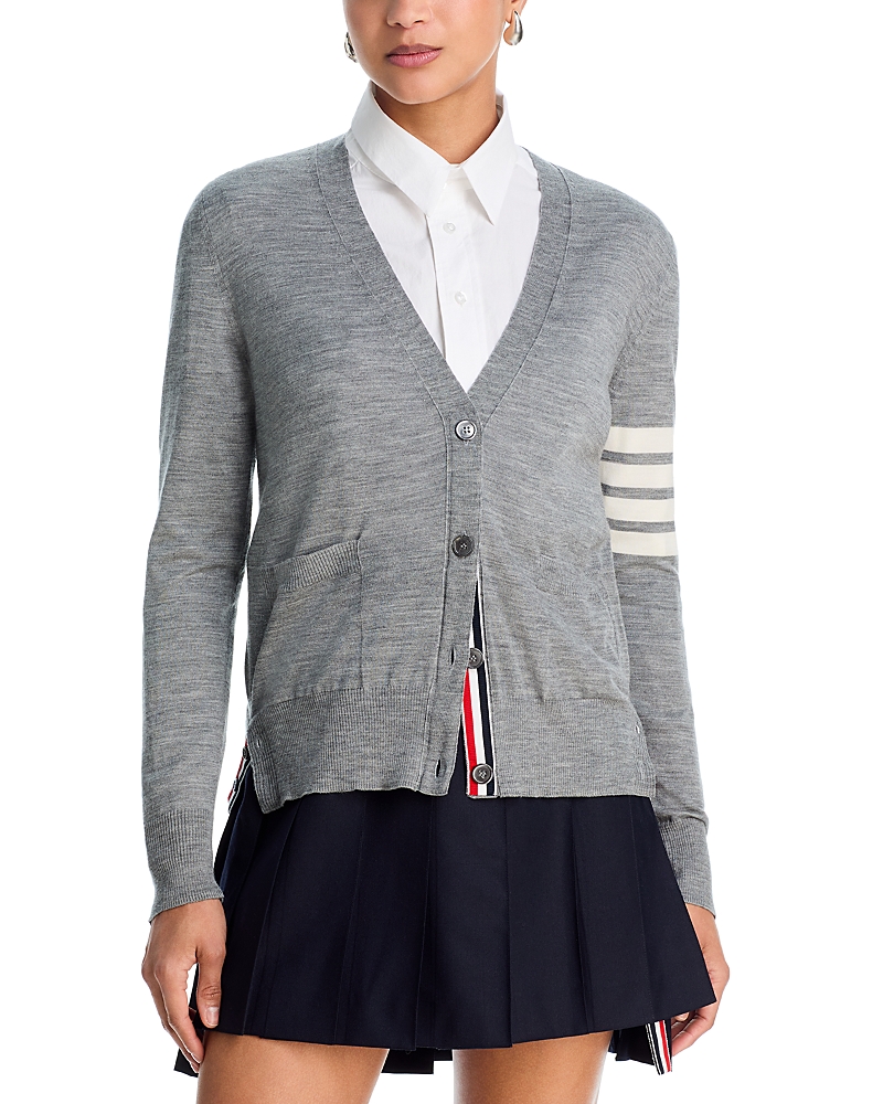 Thom Browne Relaxed Fit V Neck Wool Cardigan