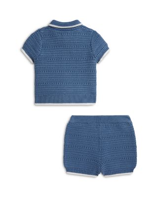 Boys' Crocheted Cotton Shirt & Shorts Set- Baby