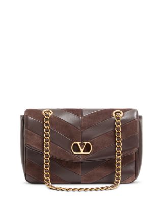 Djuna Medium VLogo Leather & Suede Shoulder Bag
