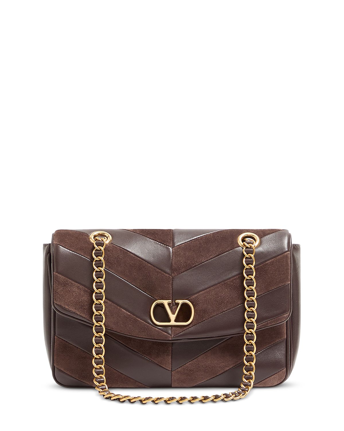 Valentino Garavani Djuna Medium VLogo Leather & Suede Shoulder Bag