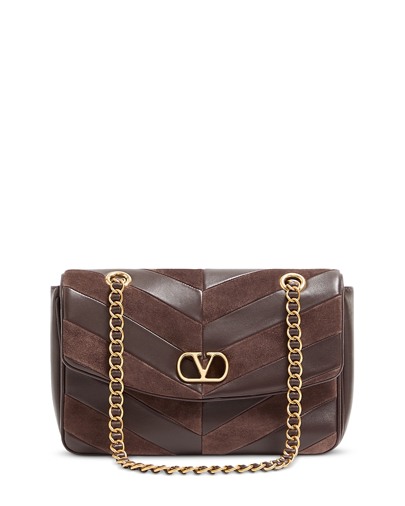 Valentino Garavani Djuna Medium VLogo Leather & Suede Shoulder Bag