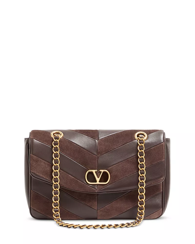 Valentino Garavani Djuna Medium VLogo Leather & Suede Shoulder Bag