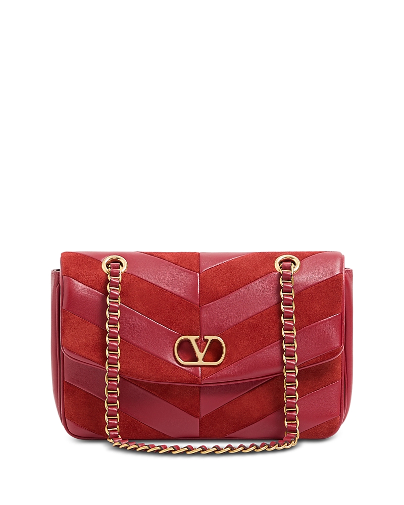 Valentino Garavani Djuna Medium VLogo Leather & Suede Shoulder Bag · OS