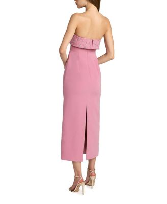  Strapless Crepe Rhinestone Ankle Length Dress