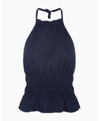 Air Linen Smocked Halter Top