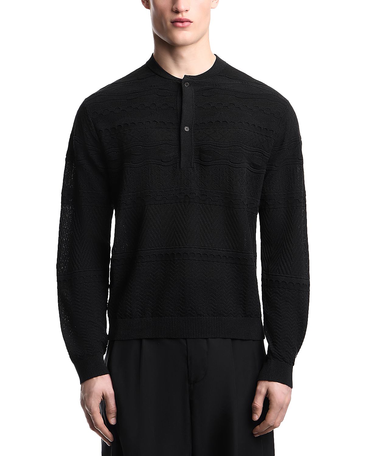 Emporio Armani Regular Fit Pullover Henley Sweater