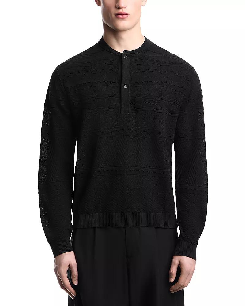 Emporio Armani Regular Fit Pullover Henley Sweater