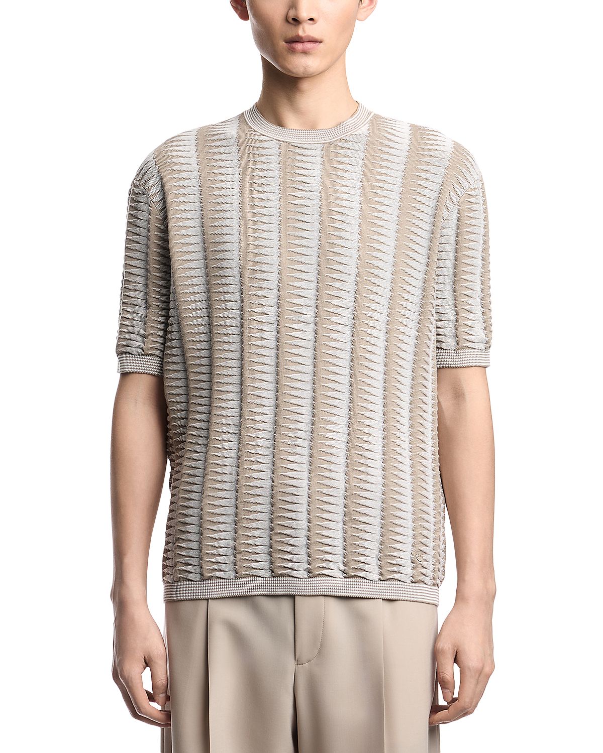 Emporio Armani Regular Fit Two Tone Jagged Motif Sweater T-Shirt