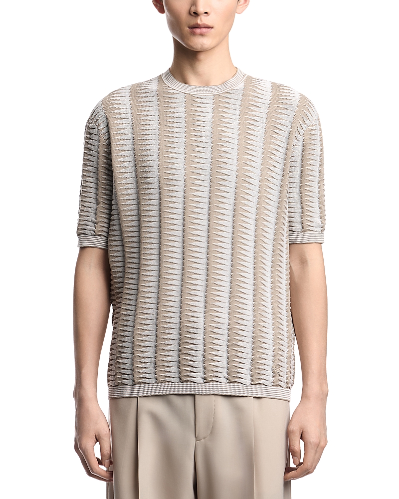 Emporio Armani Regular Fit Two Tone Jagged Motif Sweater T-Shirt