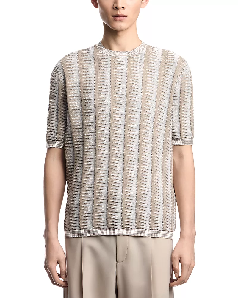 Emporio Armani Regular Fit Two Tone Jagged Motif Sweater T-Shirt