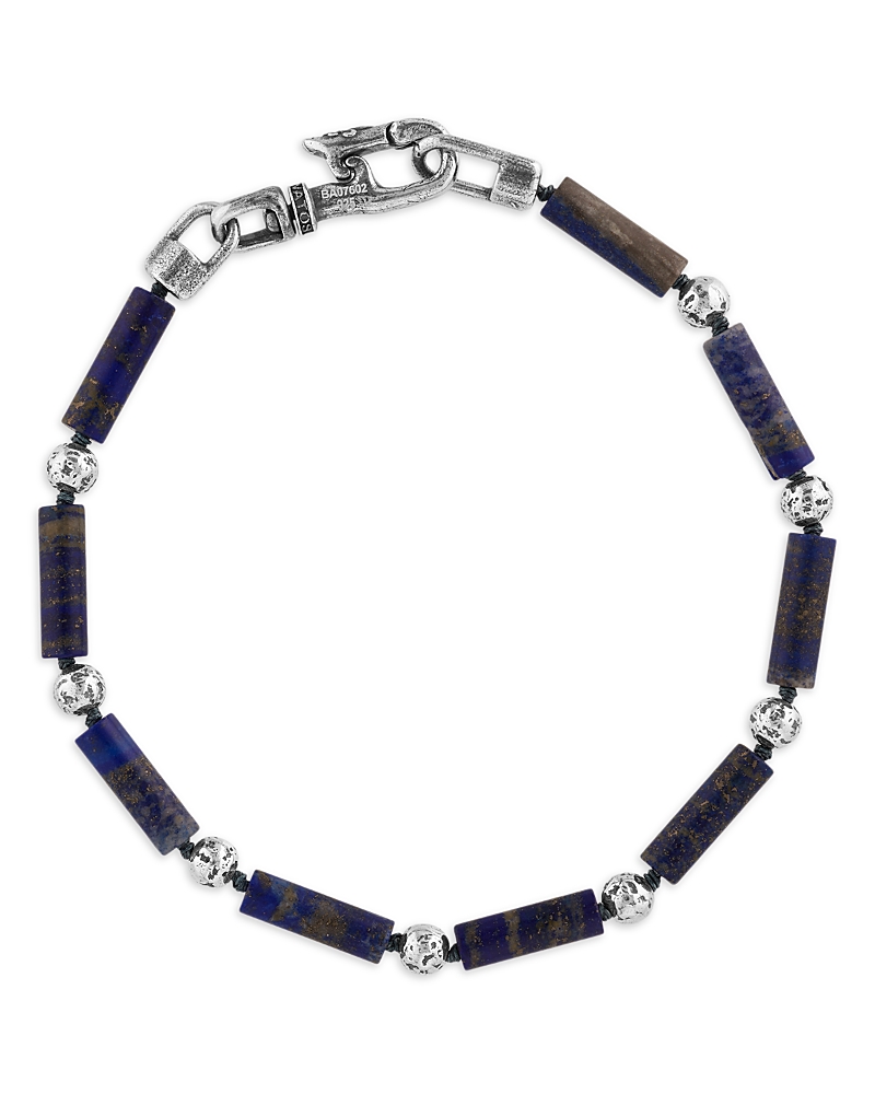 John Varvatos Men's Sterling Silver Lapis Bead Link Bracelet