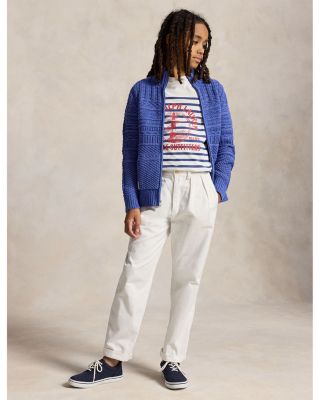 Boys' Textured Cotton Full Zip Sweater - Big Kid