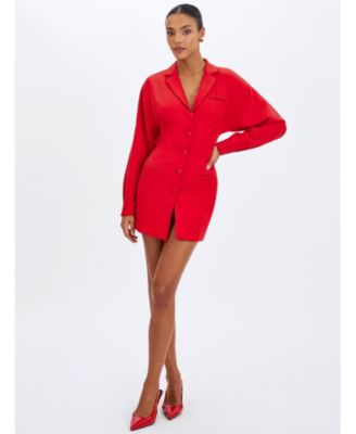  Blythe Cherry Red Batwing Blazer Mini Dress