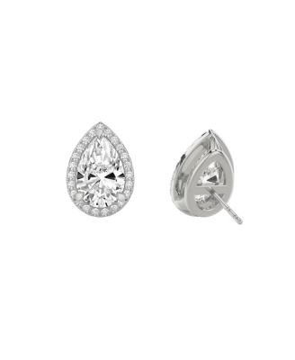  Halo Stud Earrings in 14K Gold, 1.5ctw Pear Lab Grown Diamond