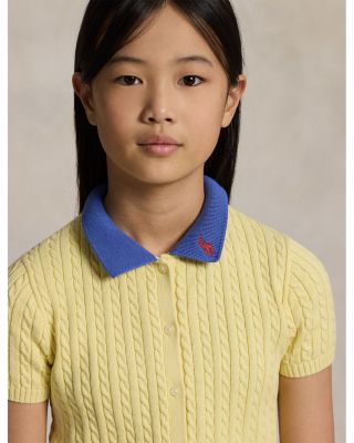 Girls' Mini Cable Polo Cardigan & Skirt Set - Big Kid