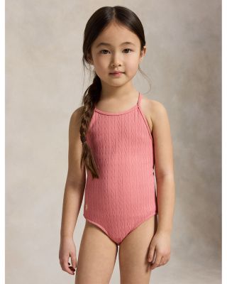 Girls' Mini-Cable Jacquard One-Piece Swimsuit - Little Kid