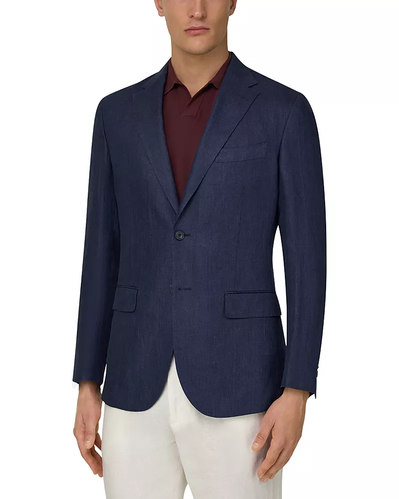 Boggi Milano Regular Fit Micro Texture Linen Suit Jacket