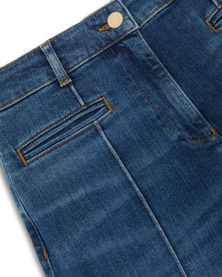 Claude High Rise Pintuck Flare Jeans in Mid Blue - thumbnail 5