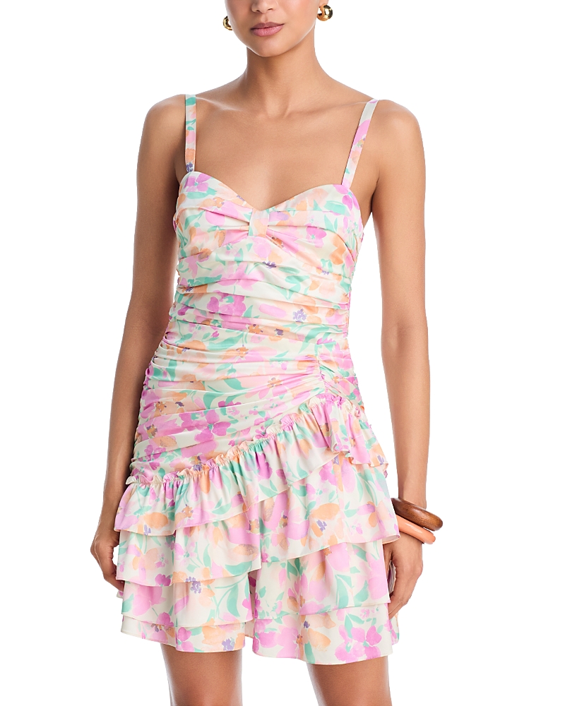 Aqua Floral Ruffle Mini Dress - Exclusive