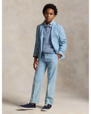 Boys' Cable Knit Cotton Polo Sweater - Big Kid