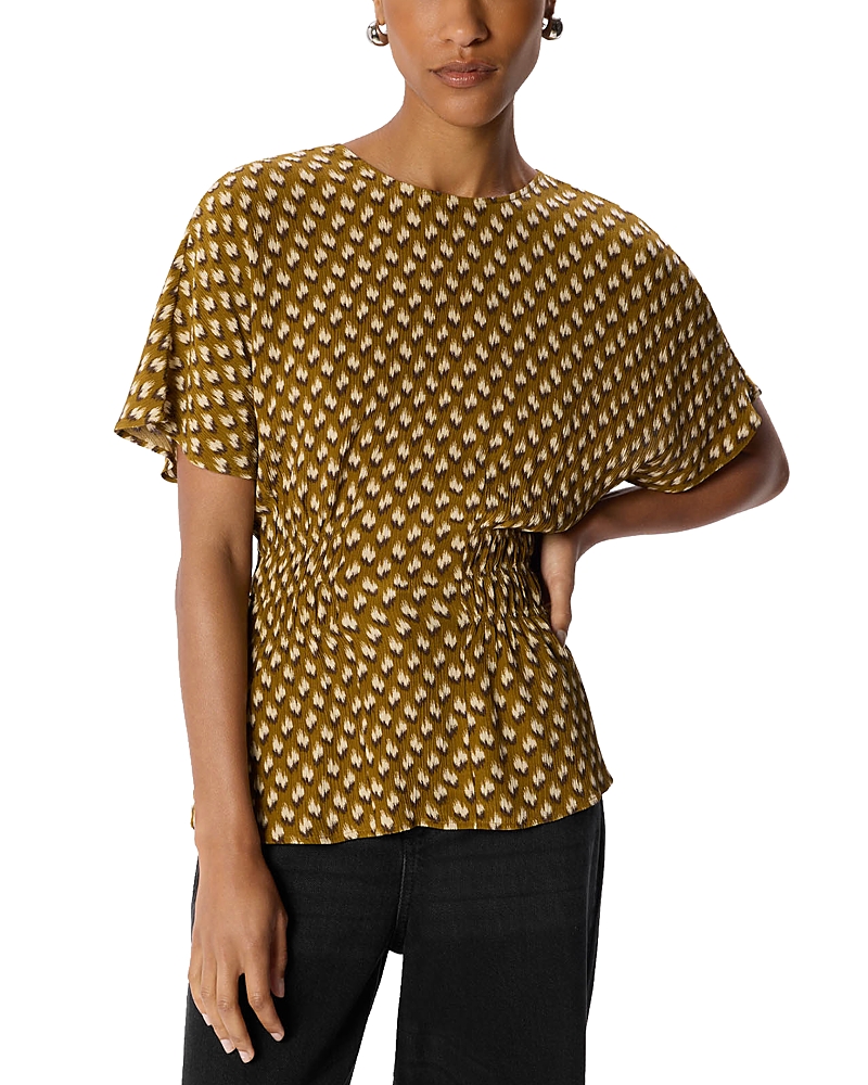 Whistles Ikat Spot Shirred Blouse
