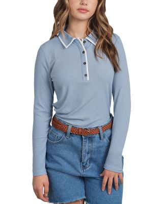 Ribbed Polo Top