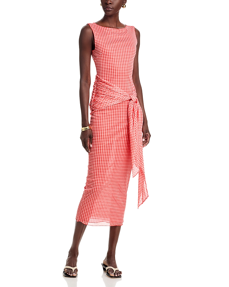 Toccin Wylie Boat Neck Tie Front Midi Dress