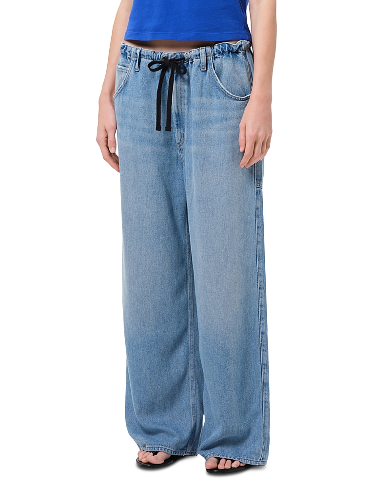 Agolde Shaw Drawstring Wide Leg Jeans in Script