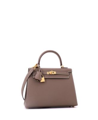 Kelly 25 Handbag Grey Epsom with Gold Hardware
