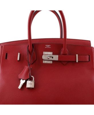 Birkin 30 Handbag Red Epsom with Palladium Hardware