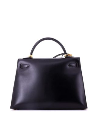 Kelly 32 Handbag Black Box Calf with Gold Hardware