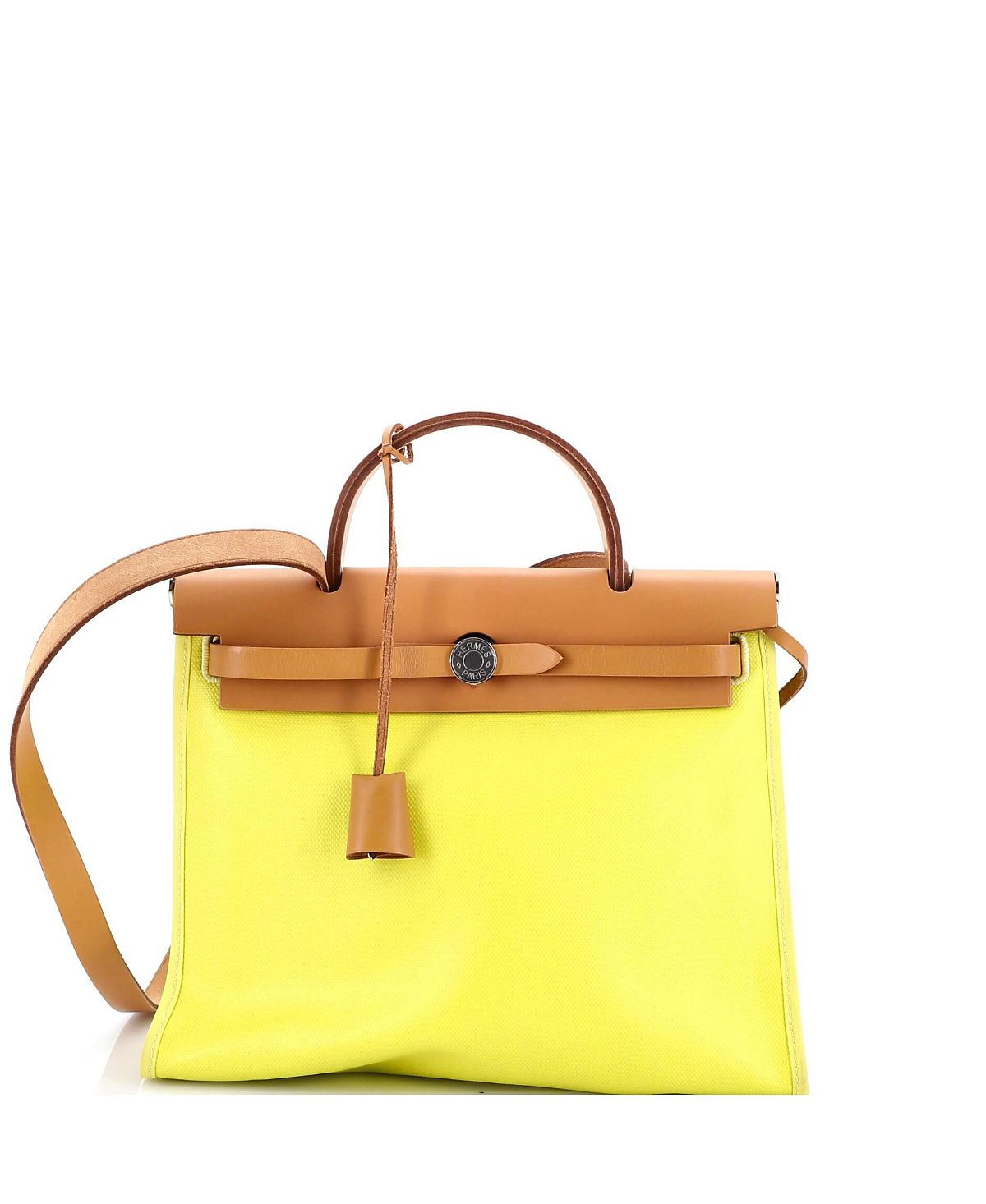 Pre-Owned HERMES 31 Herbag Zip Berline Vache Canvas and Leather