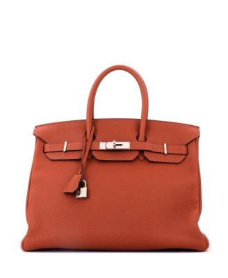 Birkin 35 Handbag Brown Togo with Palladium Hardware