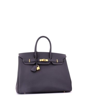 Birkin 35 Handbag Grey Epsom with Gold Hardware
