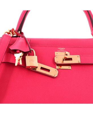 Kelly 28 Handbag Pink Epsom with Gold Hardware