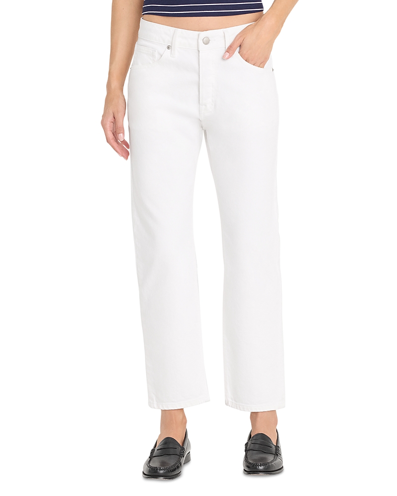 Good American Vintage High Rise Straight Ankle Jeans in White001