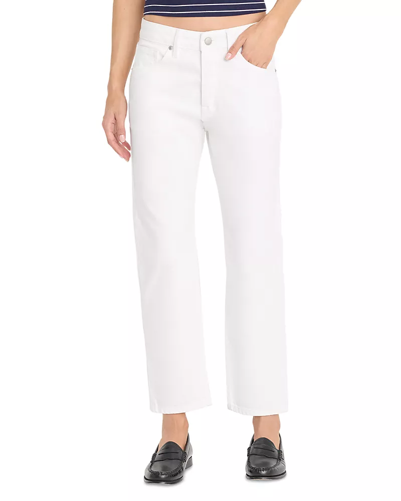 Good American Vintage High Rise Straight Ankle Jeans in White001
